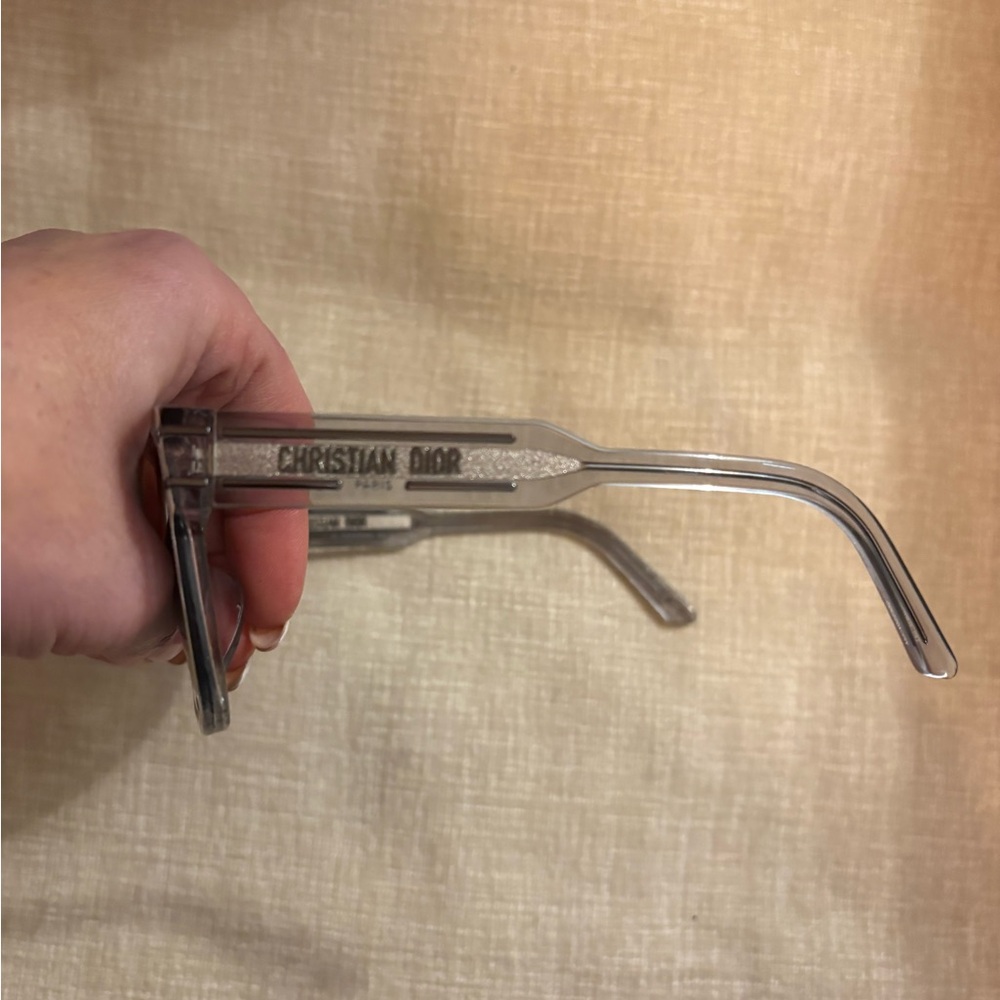 Dior Transparent Gray Sunglasses with Silver Logo